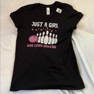 Just a Girl Who Loves Bowling Graphic T-Shirt (Youth L)